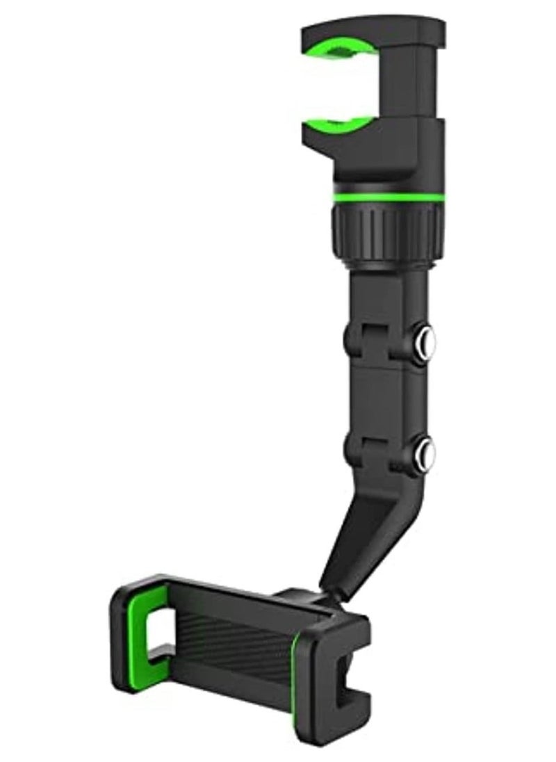 Car Phone Holder Multifunctional 360 Degree Rotatable Auto Rearview Mirror Mount Seat Hanging Clip Bracket Cell Phone Holder for 4.0-6.1 Inch Phone Gps Navigation Adjustable Support (green) - Image 1