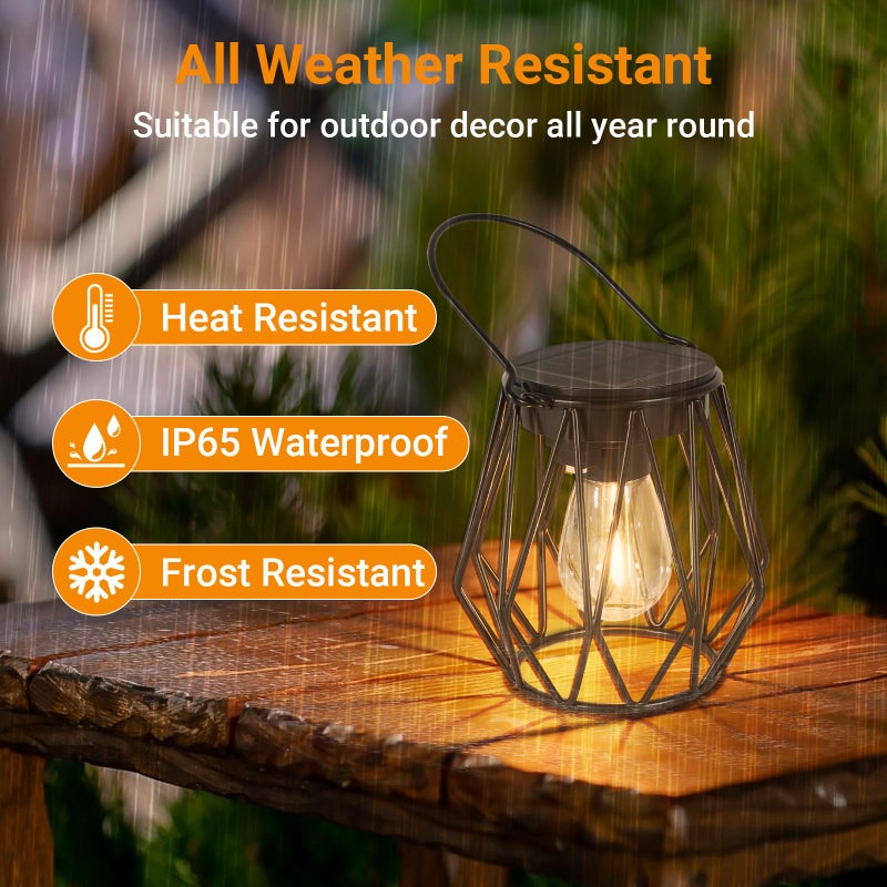 TaoFiaCo Solar Lanterns Outdoor Waterproof, Upgraded Powered Hanging Solar Lights for Outside, Auto On/Off, Brighter Hanging Outdoor Decor Lights for Yard Garden Patio Pathway 2 Pack - Image 4