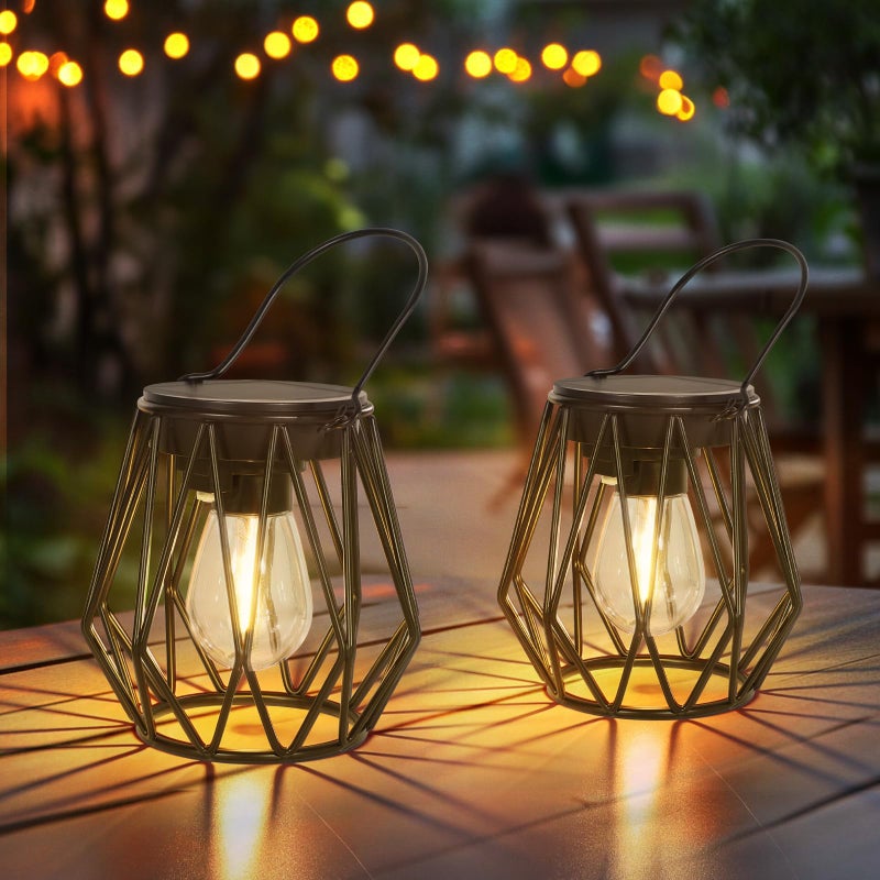 TaoFiaCo Solar Lanterns Outdoor Waterproof, Upgraded Powered Hanging Solar Lights for Outside, Auto On/Off, Brighter Hanging Outdoor Decor Lights for Yard Garden Patio Pathway 2 Pack - Image 1