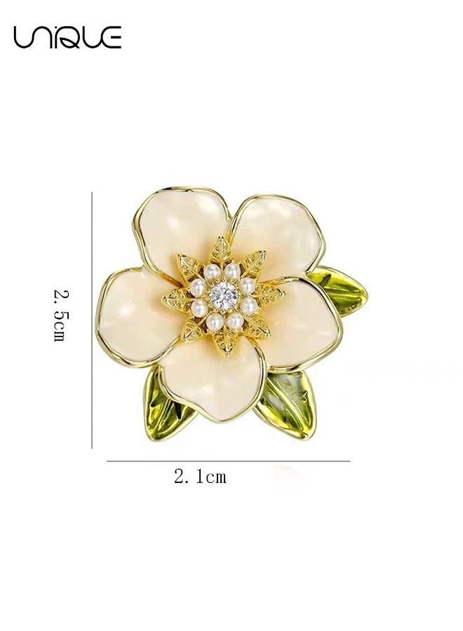 Unique Brooches - Camellia Brooches - Diamond-encrusted Pearl Brooches - Fashion Simplicity - Clothing Enamel Pin Backpack Hat Decoration - Image 2