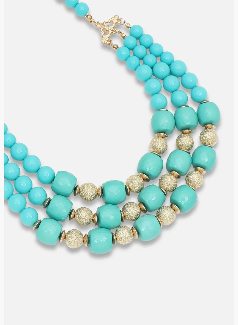 SOHI Gold Plated Party Designer Stone Necklace and Earring Set For Women