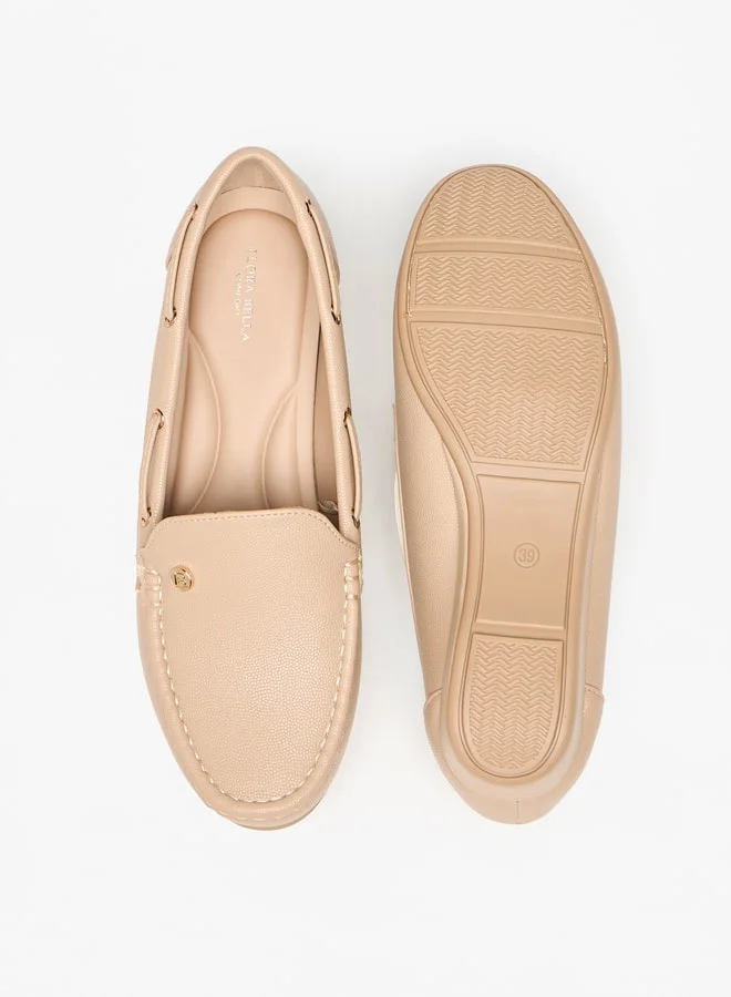 Flora Bella By Shoexpress Solid Slip-On Loafers with Wedge Heels