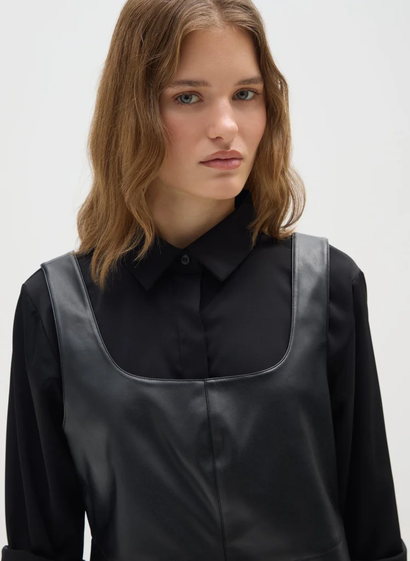 Ovs  OVS Black Patent Effect Regular Fit Dress With Zip for Women | Best Price UAE