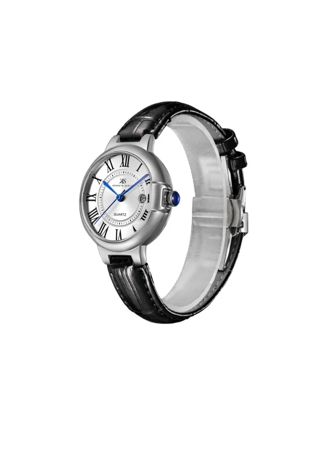 كينيث سكوت Women's Genuine Leather Analog Watch K23553-SLBW - 32 mm