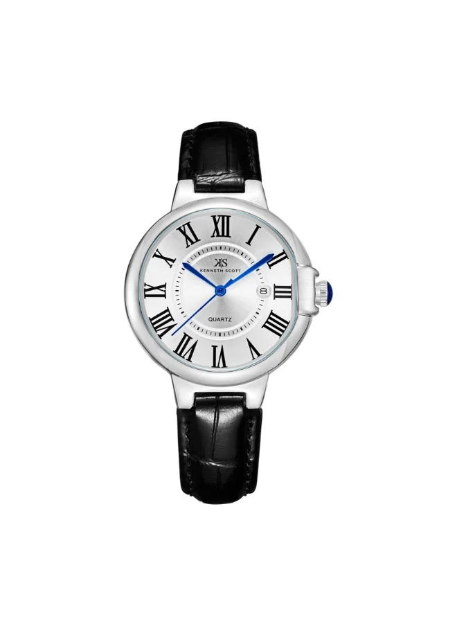 كينيث سكوت Women's Genuine Leather Analog Watch K23553-SLBW - 32 mm