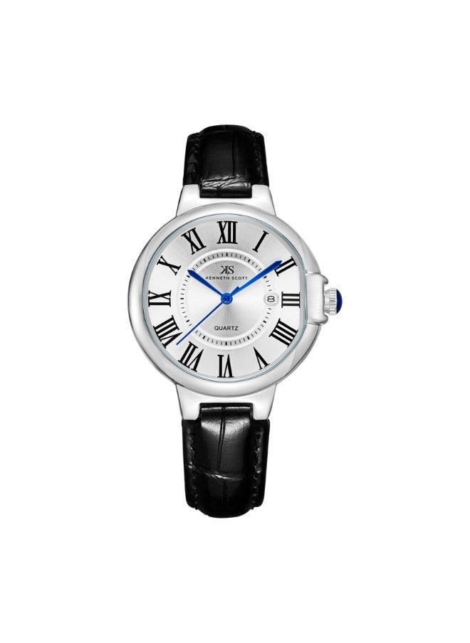 KENNETH SCOTT Women's Genuine Leather Analog Watch K23553-SLBW - 32 mm  - Image 1