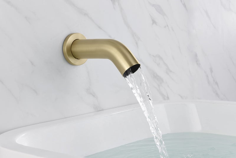 sumerain صنبور حوض الاستحمام المثبت على الحائط من SUMERAIN مع دش يدوي ورشاش، صنبور دش حوض ثلاثي المقابض مع صمام تركيب بتشطيب ذهبي مصقول - Image 4