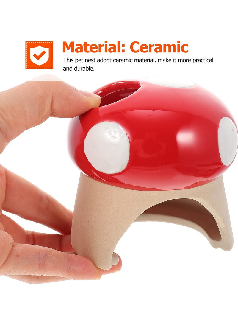 GGOOT Pet Hideout Hut Ceramic Hamster House Pet Mushroom House Cooling Hamster Nest - Image 2