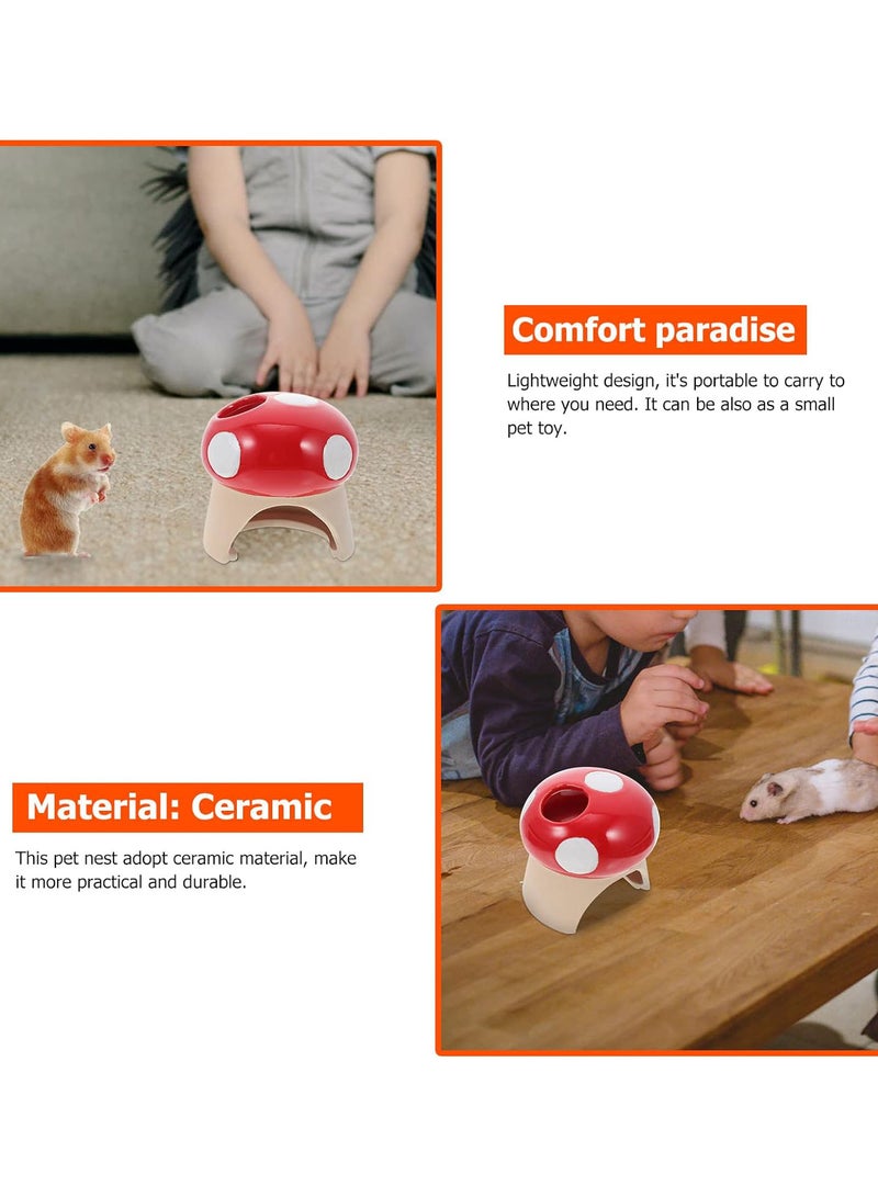 GGOOT Pet Hideout Hut Ceramic Hamster House Pet Mushroom House Cooling Hamster Nest - Image 5