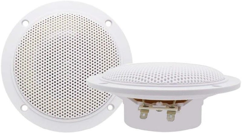 Herdio 4 Inches Waterproof Marine Ceiling Speakers with 160 Watts Power, Handling for Kitchen Bathroom Boat Car RV Camper Motorcycle Cloth Surround and Low Profile Design - 1 Pair (White) - Image 5