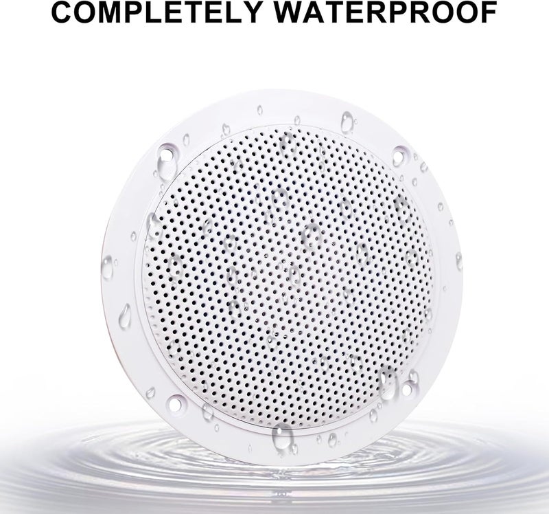 Herdio 4 Inches Waterproof Marine Ceiling Speakers with 160 Watts Power, Handling for Kitchen Bathroom Boat Car RV Camper Motorcycle Cloth Surround and Low Profile Design - 1 Pair (White) - Image 4