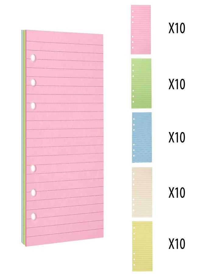 Mafegu Horizontal Line Blank Journal Fillers for 6-Ring Binder Blank Fillers A6 Planner Inserts,50 Sheets/100 Pages,5-Colors - Image 3