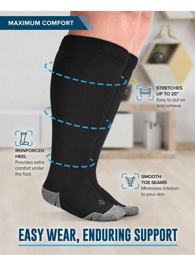 Doctor's Select Doctor's Select 3 Pairs Plus Size Compression Socks Wide Calf - Up to 6XL | 20-30 mmHg Compression Socks for Women Wide Calf | Black - Image 3