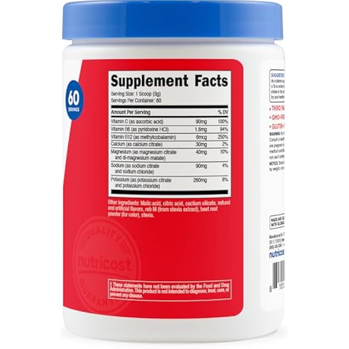 Nutricost Electrolytes Complex Powder (Watermelon) 60 Servings - Advanced Hydration Complex, 7 Vitamins + Minerals, Zero Sugar, Sweetened with Stevia, Gluten-Free, GMO-Free - Image 5