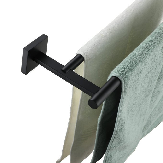 32 TOWEL RAILS BATHROOM DOUBLE TOWEL BARS MATTE BLACK 32 INCH BATH TOWEL HOLDER FOR WASHROOM WALL STAINLESS STEEL B5005BKL32