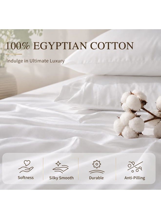 MEISHANG Extra Deep Pocket Cotton Sheets King Size - 100% Egyptian Cotton 1000 Thread Count - Fits 18"-24" in Deep Mattress,Sateen Weave, Soft & Breathable - 4 Piece (King, White) - Image 5