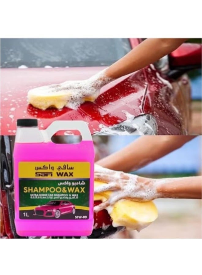 Safi Wax Ultra Shine Car Shampoo & Wax – Deep Cleaning Car Wash with Wax Protection – 1L  (PINK) - Image 2