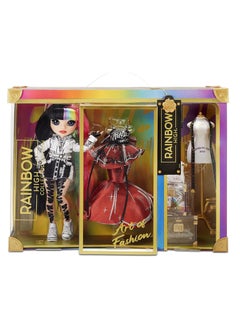 RAINBOW HIGH 2021 Jett Dawson Collector Fashion Doll With Black And Rainbow Hair | 2 Designer Outfits To Mix & Match Accessories | Gift For Kids & Collectors | Toys For Kids Ages 6  To 12 Years  - Image 1