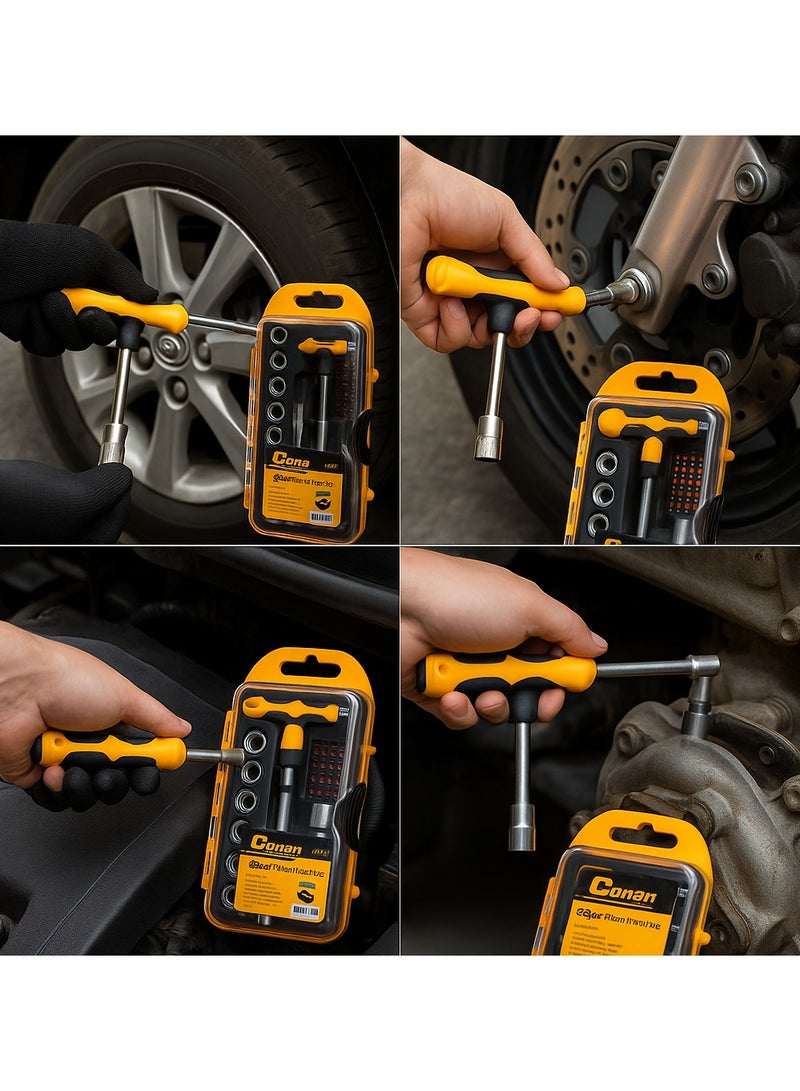 Conan 28-Piece T-Bar Driver Set – Magnetic Bit Holder, Ergonomic Grip, Versatile Bits – COKZ010 - Image 2