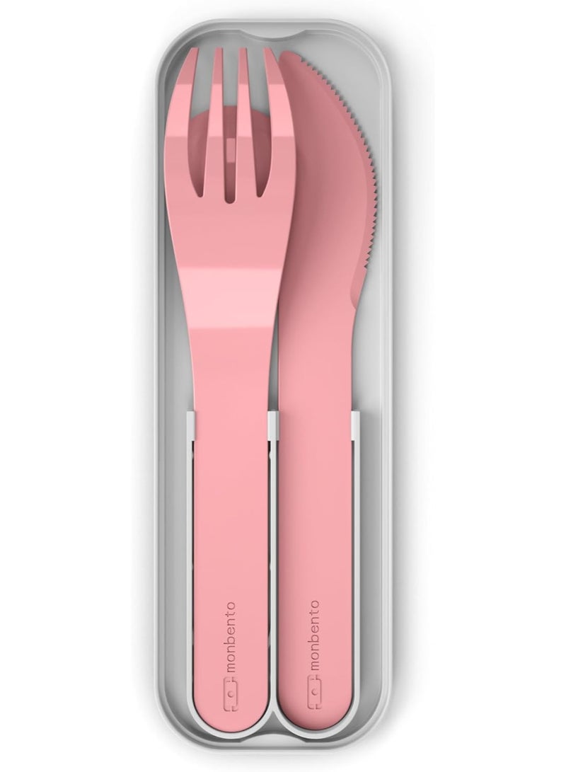 Monbento Pocket Cutlery Set  Pink Blush,  Reusable Stainless Steel Fork, Knife & Spoon with Compact Case , Travel-Friendly Utensils for School, Office & Outdoor Meals - Image 3