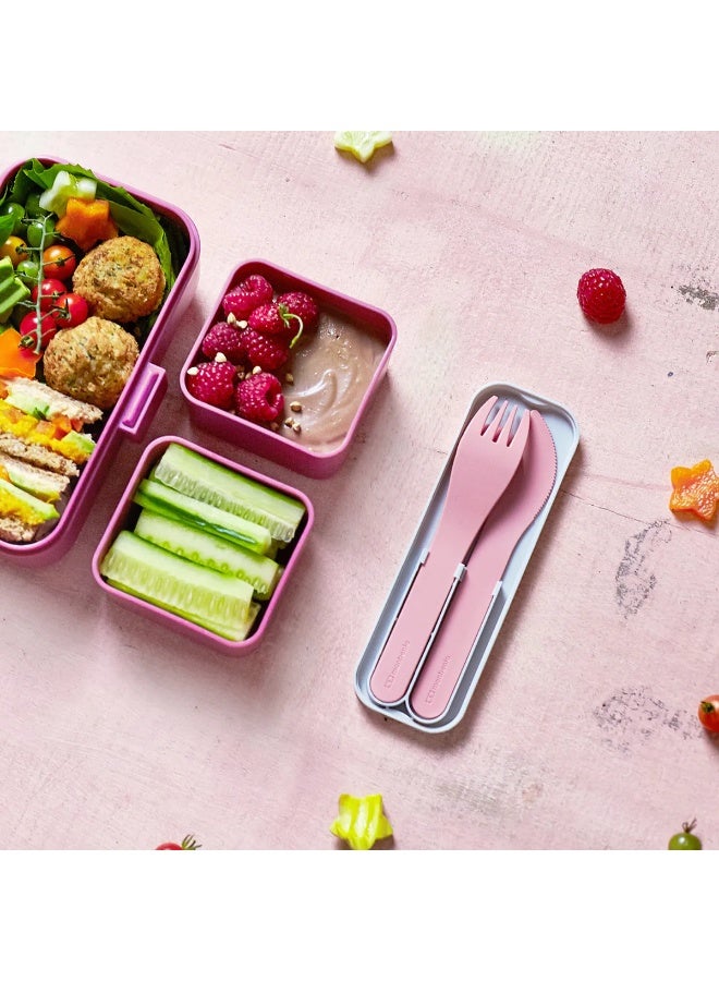 Monbento Pocket Cutlery Set  Pink Blush,  Reusable Stainless Steel Fork, Knife & Spoon with Compact Case , Travel-Friendly Utensils for School, Office & Outdoor Meals - Image 5