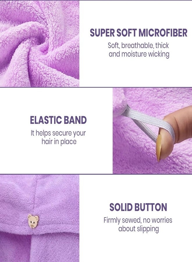 MAXOSHINE Hair Towel Wrap for Women-Quick Drying Microfiber Towel for Hair with Elastic Loop for Tying-Super Absorbent Head Towels Wrap for Ladies Hair Turban (Pack of 2-Purple & Green) - Image 5