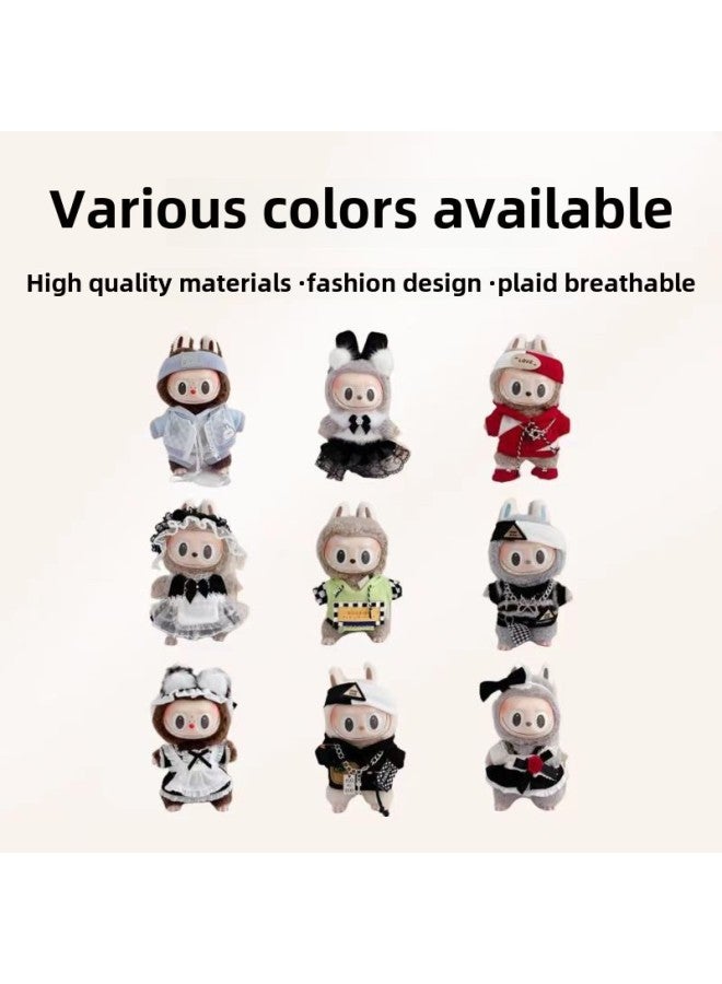 Labubu Clothes Accessories 17CM Labubu Pendant Baby Clothes Shoes Casual Suit-Specifications:10cm Cotton Doll-Color:Wave Rabbit