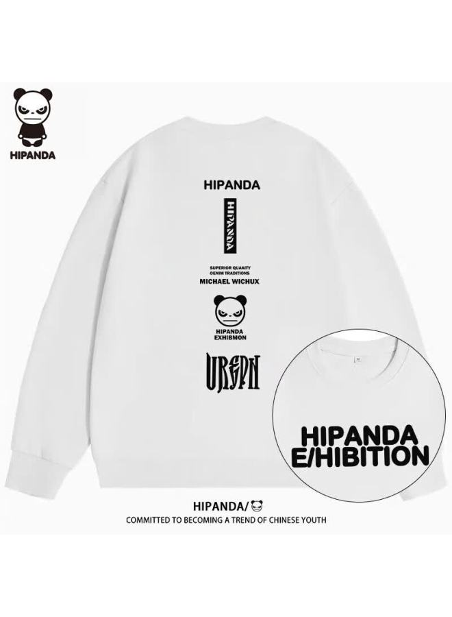 Hipanda Men's Sweatshirt, Autumn  Heavyweight Casual Loose Round Neck Pullover Long Sleeve T-shirt, White Base Layer For Men, XL Size - Image 3