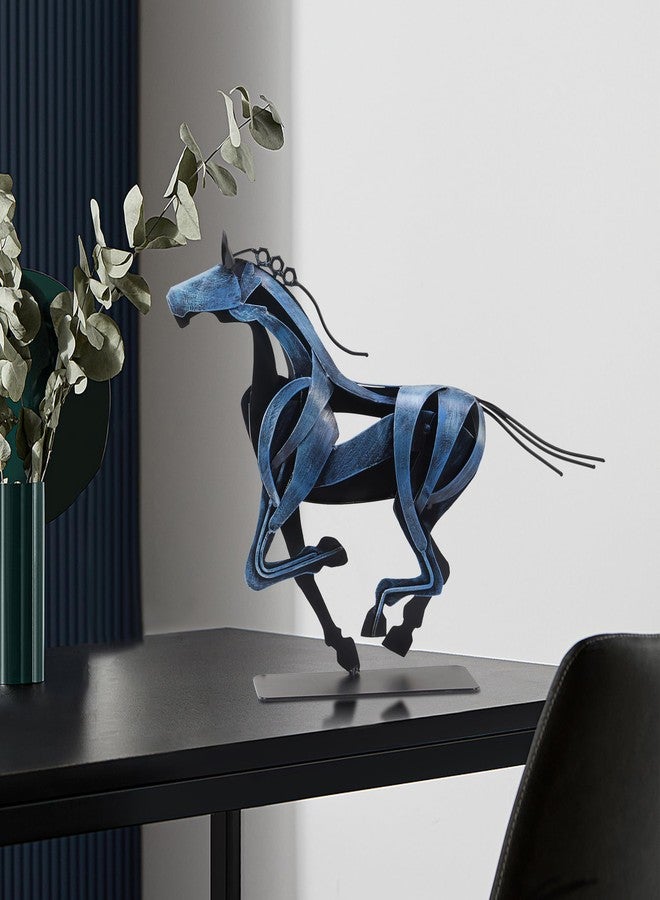 SunBlogs Art Horse Statue, Unique Metal Art Sculpture for Vintage Home Decor, Modern Decor, Gift for Horse Lovers (Blue) - Image 5