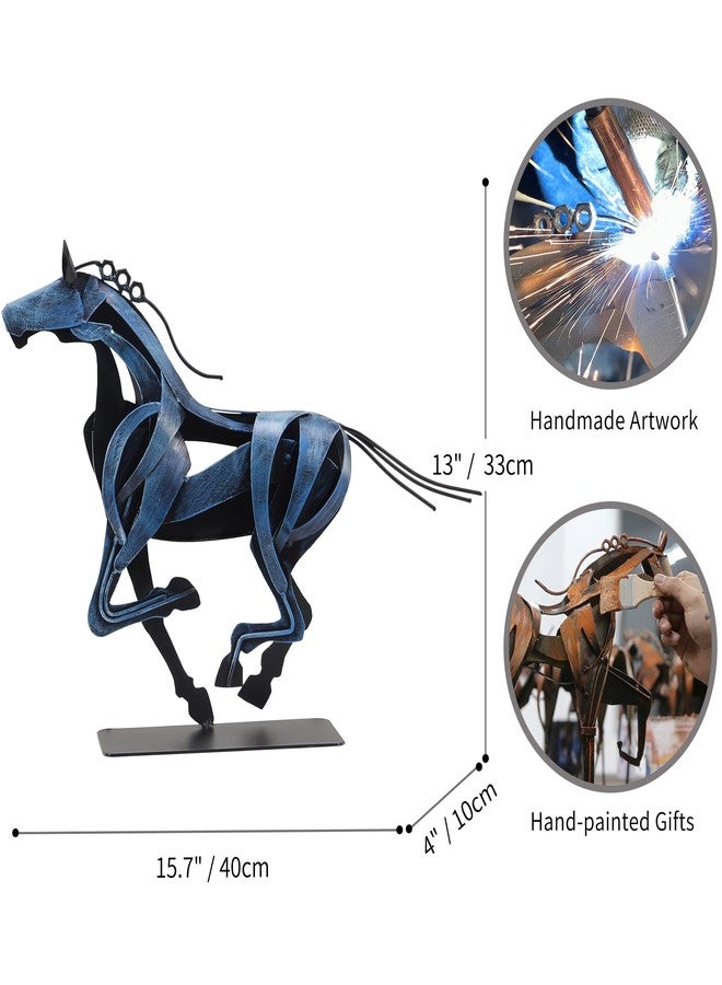 SunBlogs Art Horse Statue, Unique Metal Art Sculpture for Vintage Home Decor, Modern Decor, Gift for Horse Lovers (Blue) - Image 2