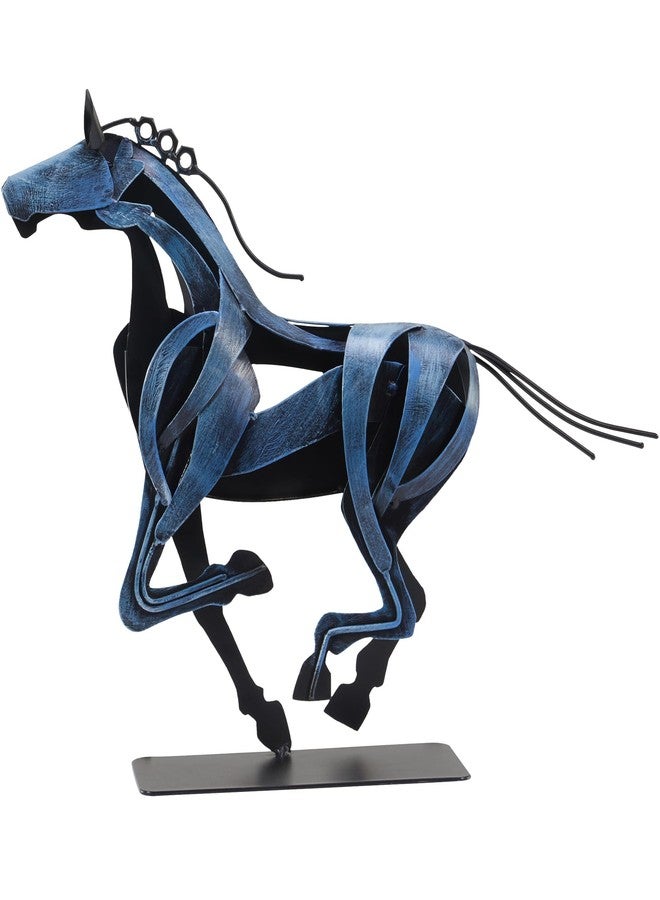 SunBlogs Art Horse Statue, Unique Metal Art Sculpture for Vintage Home Decor, Modern Decor, Gift for Horse Lovers (Blue) - Image 1