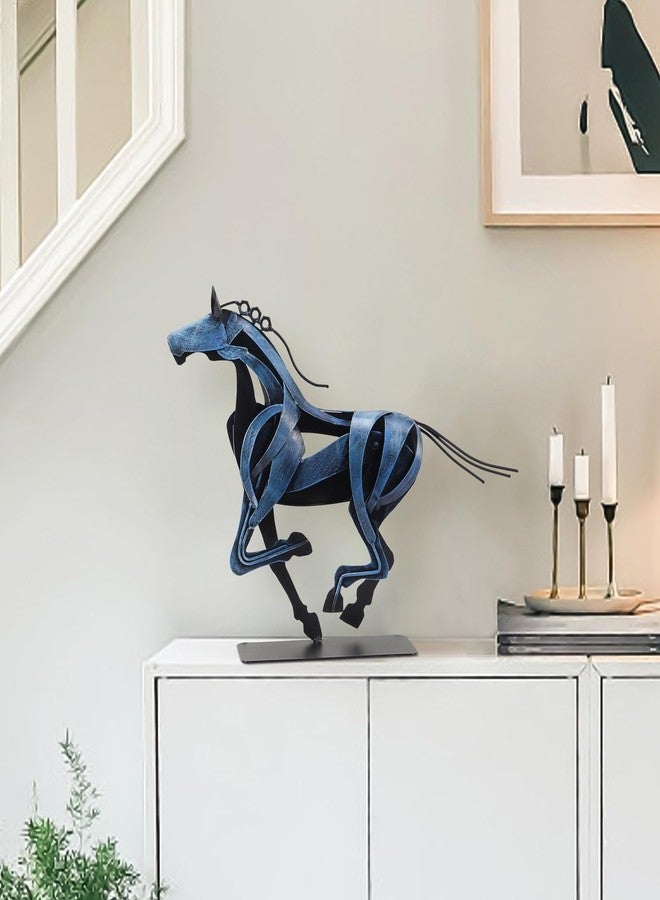 SunBlogs Art Horse Statue, Unique Metal Art Sculpture for Vintage Home Decor, Modern Decor, Gift for Horse Lovers (Blue) - Image 4