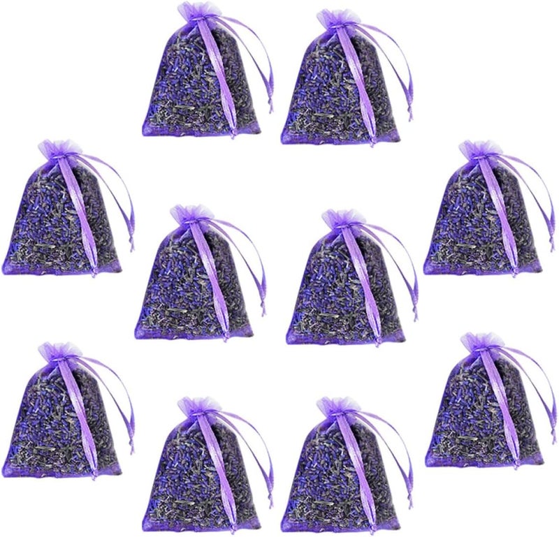 MAGICLULU 10 Pcs Dried Lavender Sachet Bags with Natural Lavender Buds, Portable Fragrance Sachets for Closets, Wardrobes, and Car Air Fresheners, Home Scented Potpourri Hanging Bags - Image 1