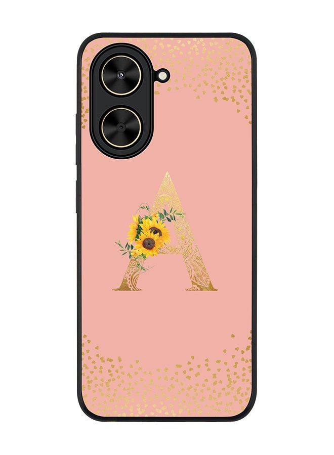 Stylizedd For Xiaomi Poco C71 / Redmi A5 4G Case,Slim fit Camera Protection, Shockproof Thin Phone cover  - Custom Floral Monogram - A  (Rose Pink )