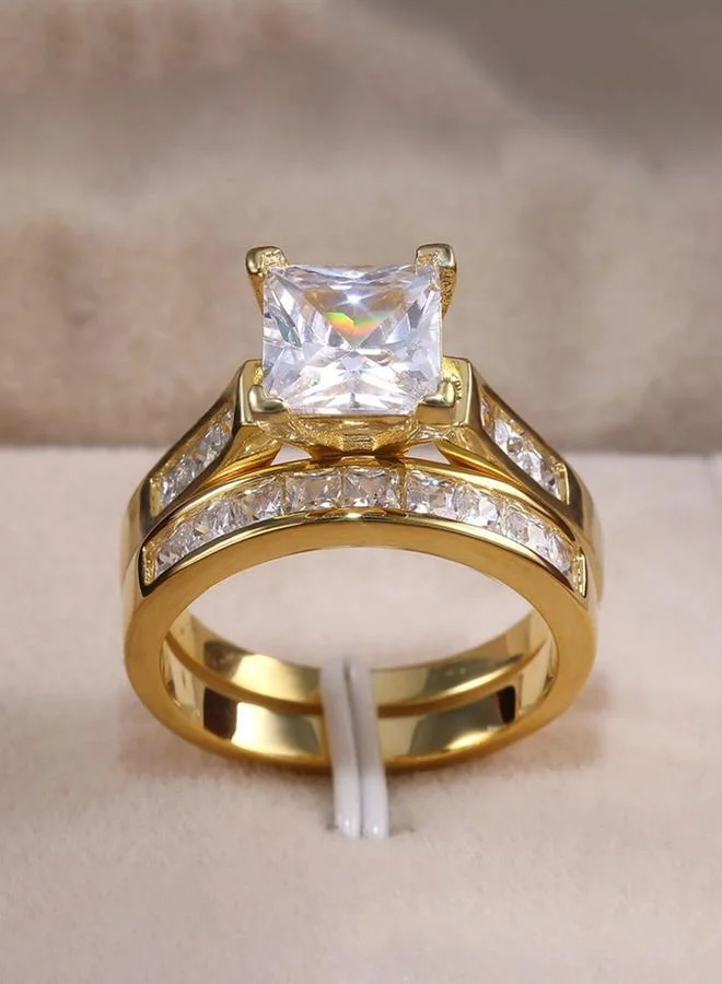 تايك تو حزمة من 2 - خواتم مُربعة مُرصعة ومُزينة