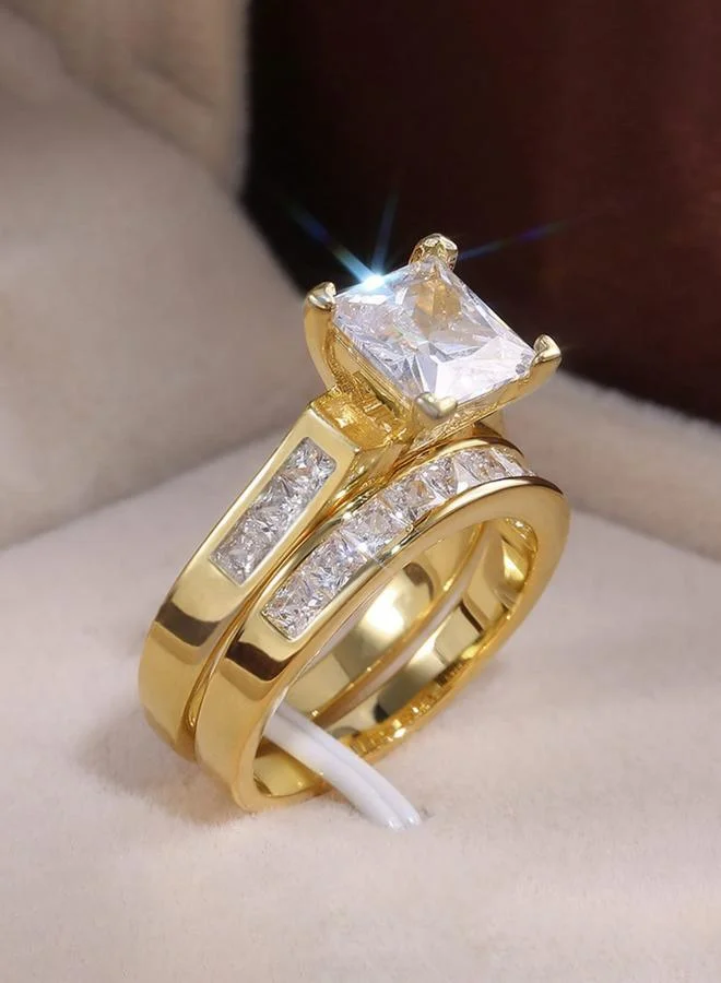 تايك تو حزمة من 2 - خواتم مُربعة مُرصعة ومُزينة