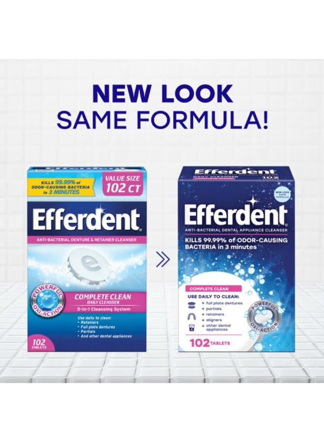 Efferdent Anti-Bacterial Dental Appliance Daily Cleanser, Complete Clean, 102 Tablets - Image 2