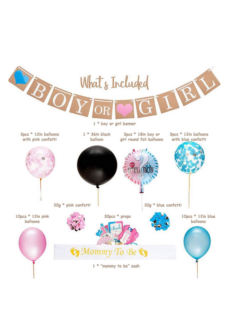Generic - Baby Gender Reveal Party Supplies Pink and Blue Balloon Photo Props Boy or Girl Mommy to Be Sash Baby Shower Decorations - Image 1