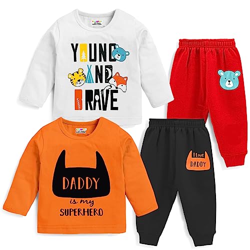 Kuchipoo Baby Boy Regular Fit Cotton Printed T-Shirts and Pyjamas Set (6-7 Years, 4), Multicolor - Image 1