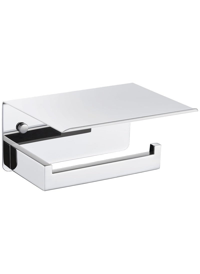 APLusee Toilet Paper Holder with Phone Shelf Polished Chrome  APLusee Bathroom Accessories 304 Stainless Steel Tissue Roll Dispenser Storage Wall Mounted  - Image 1