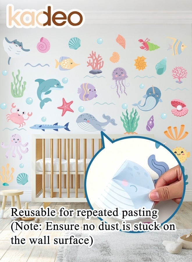 kadeo Ocean Animal Wall Stickers for Kids Room, Underwater Sea Creatures Wall Decals, Nursery, Baby Room, Bedroom Decoration, Peel and Stick, Removable Waterproof Wall Art - Image 4