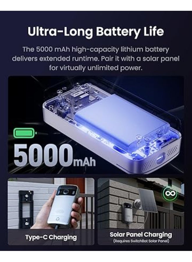 SwitchBot Video Doorbell Camera Wireless with Monitor, No Subscription, 4.3 Inch Screen, Battery Powered, Head-to-Toe View, 2K FHD, 2-Way Audio, Motion Detection, Works with Alexa/Goole/Home Assistant - Image 5