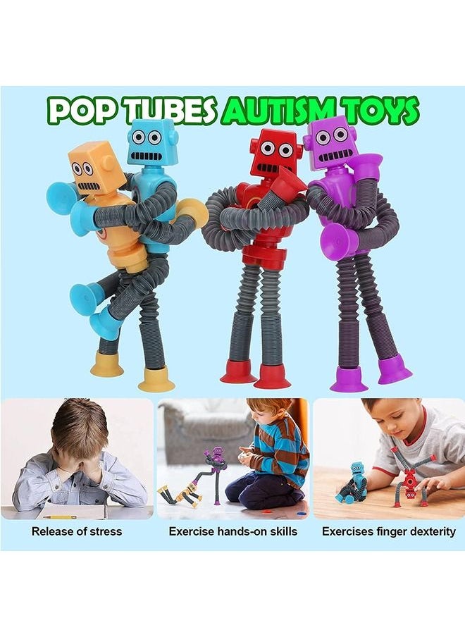 4Pcs Pop Tubes Robotics Fidget Tubes Sensory Toys Set Toddler Sensory Toys Imaginative Play Stimulating Creative Learning Robotics Pop Tubes