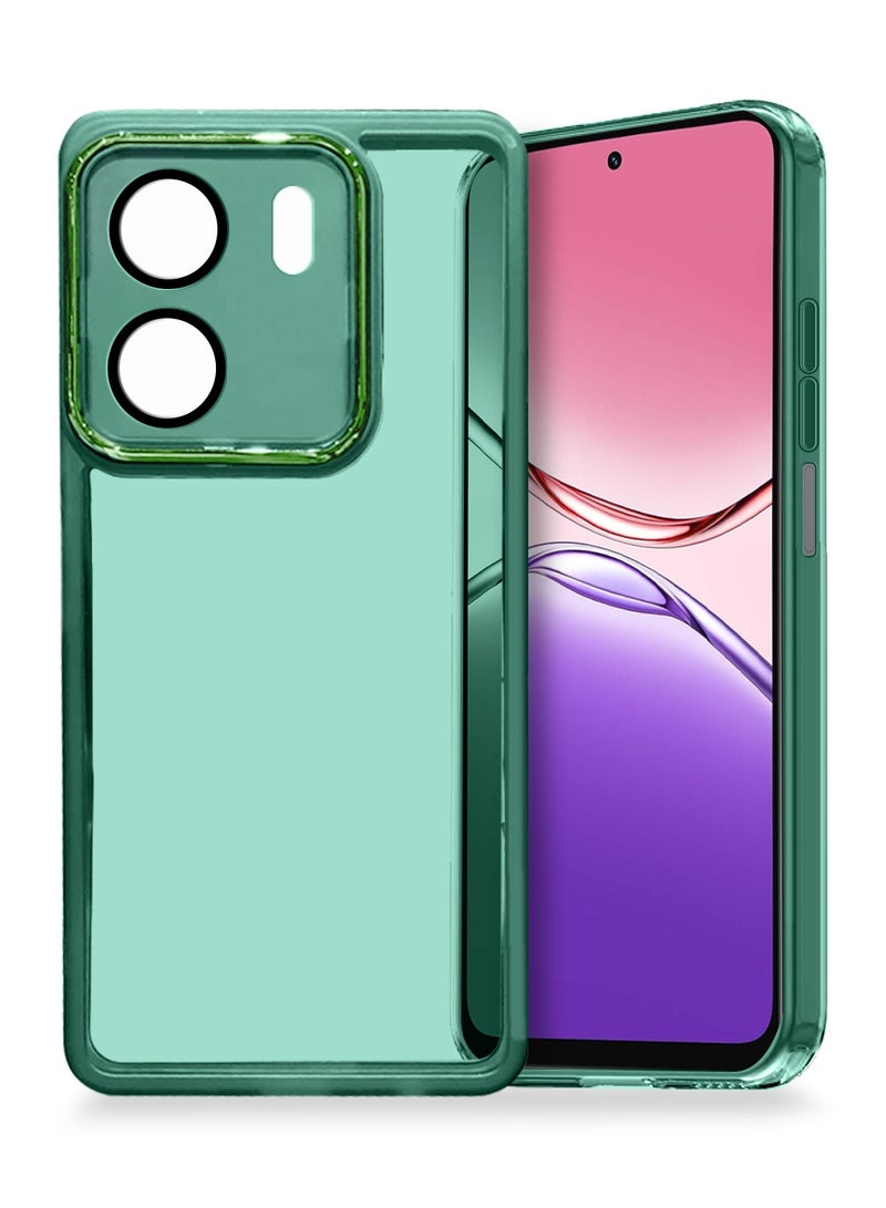 دبليو تيك غطاء خلفي أنيق مزود بحماية عدسة الكاميرا من TPU الشفاف الناعم لهاتف Oppo A5x 5G 2025 - أخضر داكن - Image 1