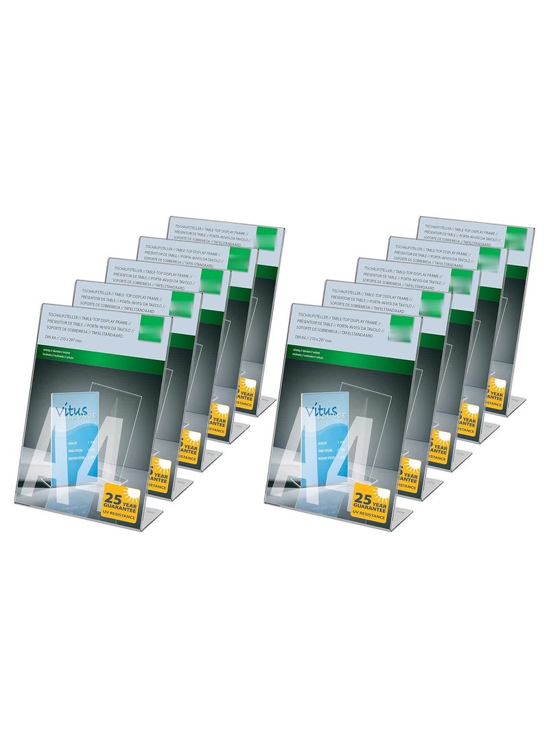 Sign Holder, slanted, for A4, single-sided presentation, uv resistant acrylic, transparent, 10 pcs. - Image 1