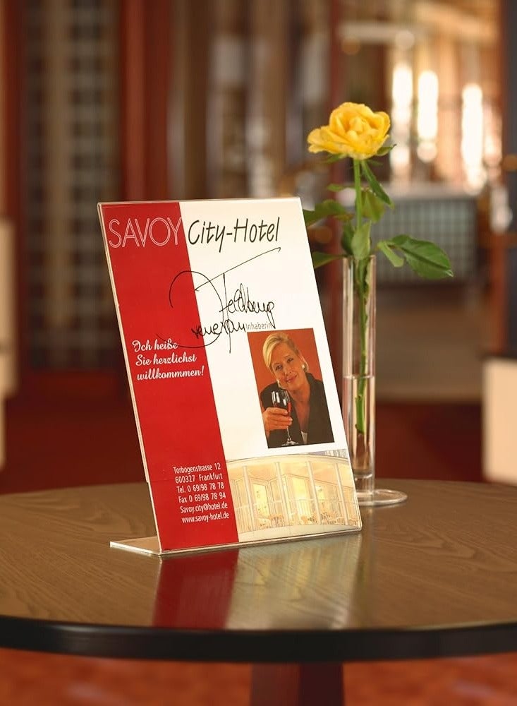 Sign Holder, slanted, for A4, single-sided presentation, uv resistant acrylic, transparent, 10 pcs. - Image 2