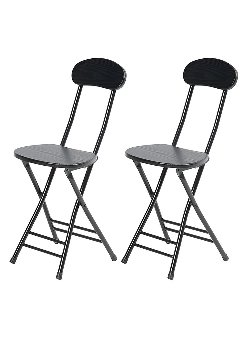 Taimi 2-Piece Folding Chair with Metal Frame and Backrest, Modern Design Dining Chair, Portable Chair for Indoor and Outdoor Use Ideal for Home, Picnics, Fishing, and Camping - Black - Image 1