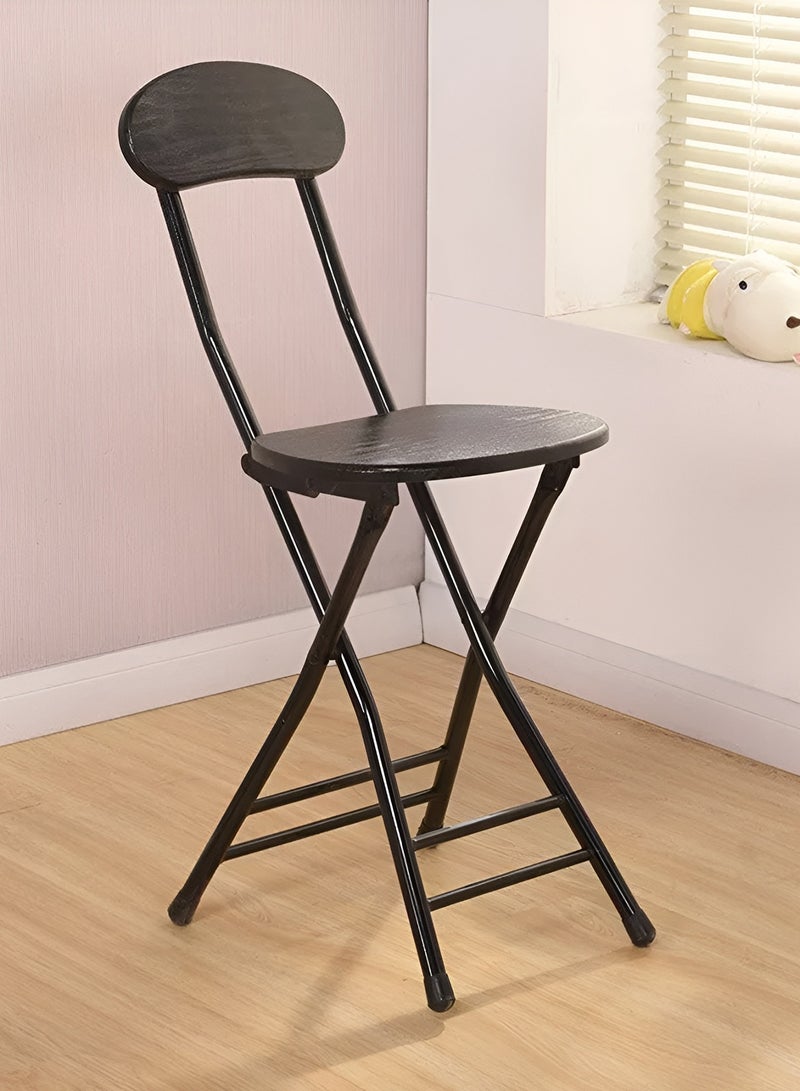 Taimi 2-Piece Folding Chair with Metal Frame and Backrest, Modern Design Dining Chair, Portable Chair for Indoor and Outdoor Use Ideal for Home, Picnics, Fishing, and Camping - Black - Image 3