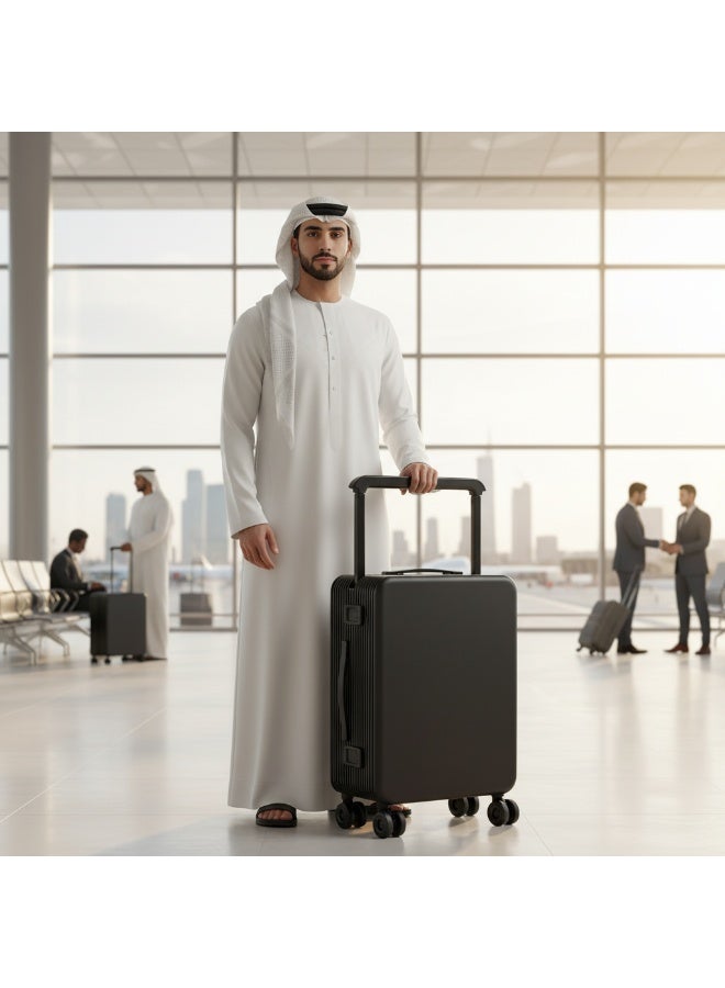 التمريض الجوي حقيبة حمل بمقبض واسع مقاس 20 بوصة من سكاي كير، مادة البولي كربونات، عجلات صامتة 360 درجة، منفذ شحن USB، مقبض من سبائك الألومنيوم يتضمن غطاء غبار - Image 2