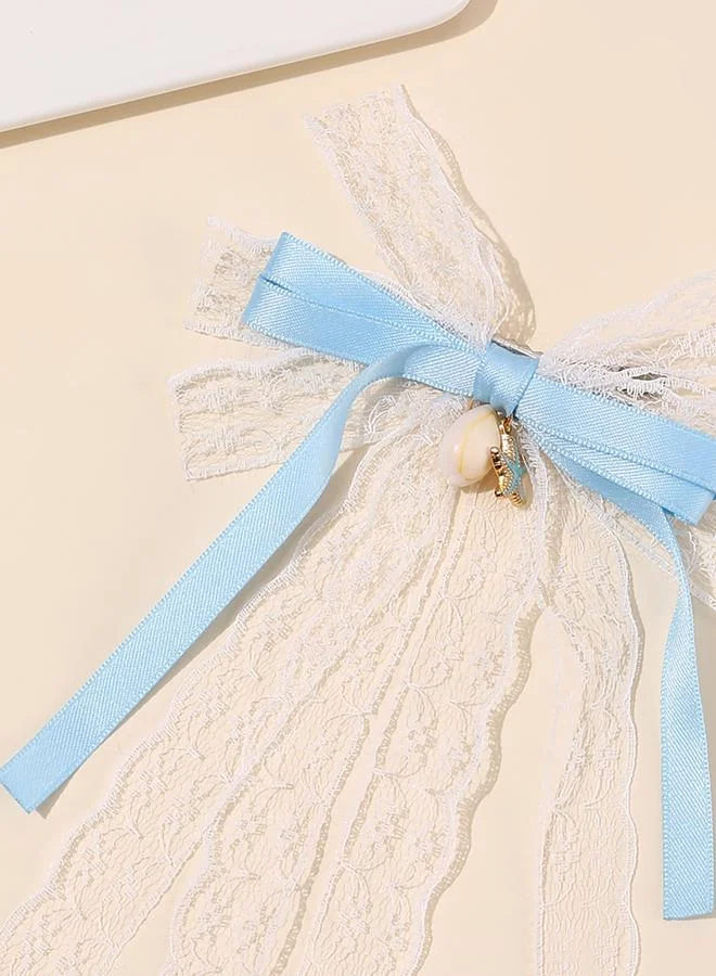 Take Two  Girls Blue Seashell and Star Charm Bow Hair Clip for Women | Best Price UAE
